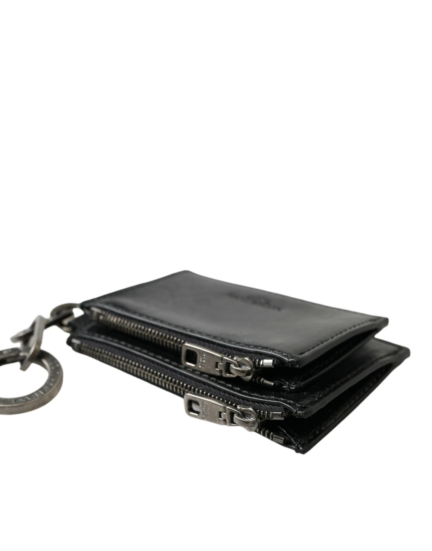 Porte-clés Dolce & Gabbana en cuir noir avec logo et fermeture éclair