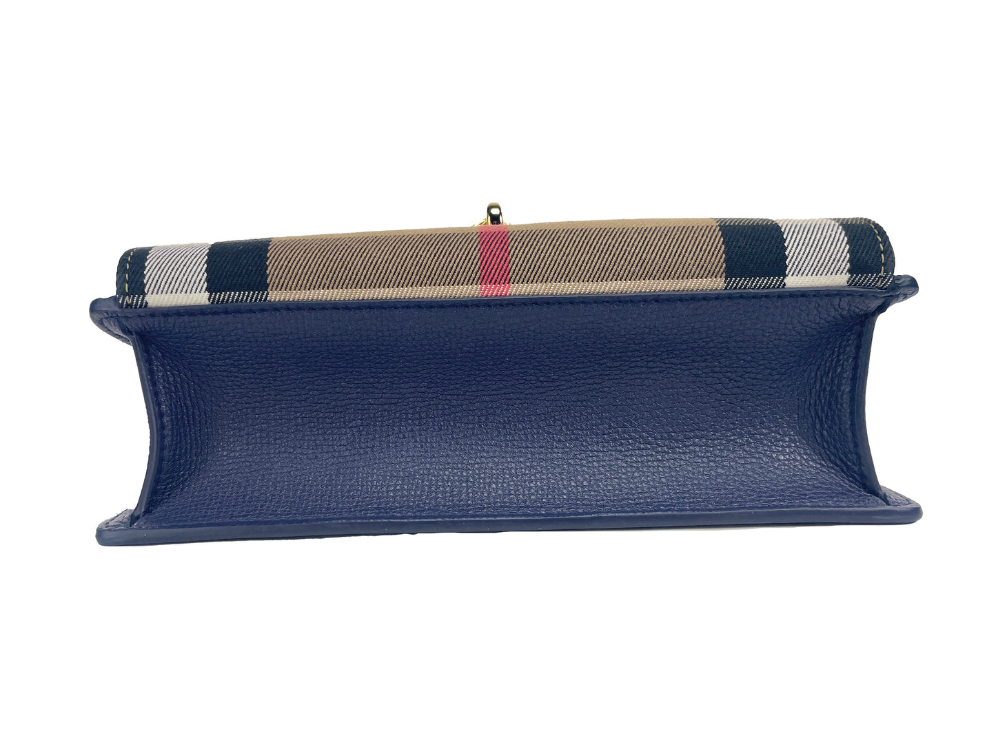 Burberry Macken kleine crossbodytas van leer in regencyblauw met het House Check-patroon