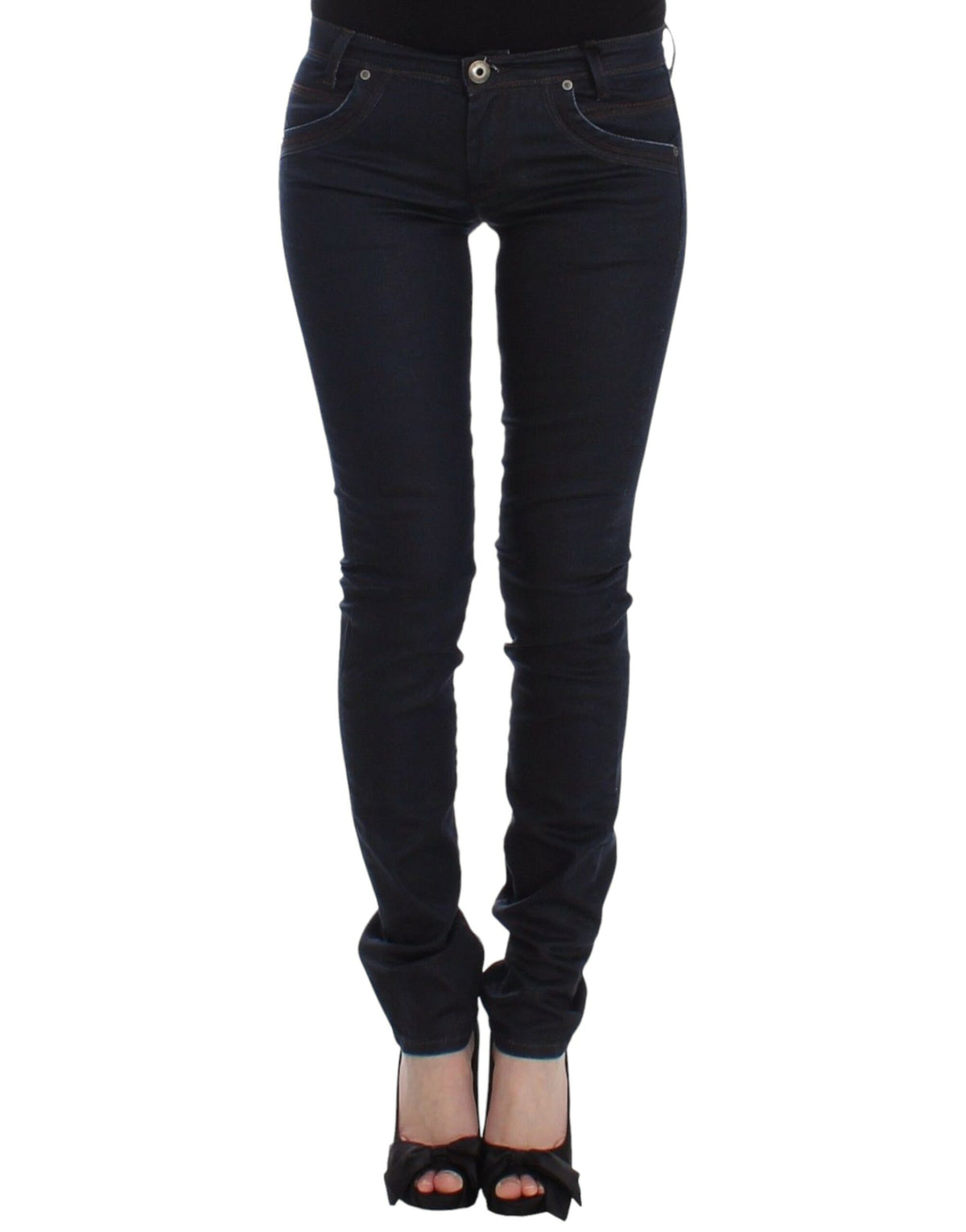 Jean slim bleu en denim, taille skinny et extensible, Ermanno Scervino.
