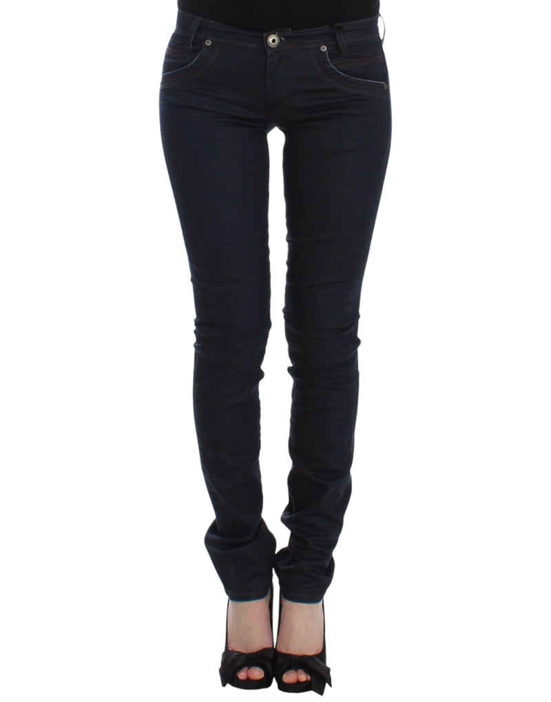 Jean slim bleu en denim, taille skinny et extensible, Ermanno Scervino.