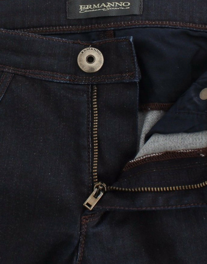 Jean slim bleu en denim, taille skinny et extensible, Ermanno Scervino.
