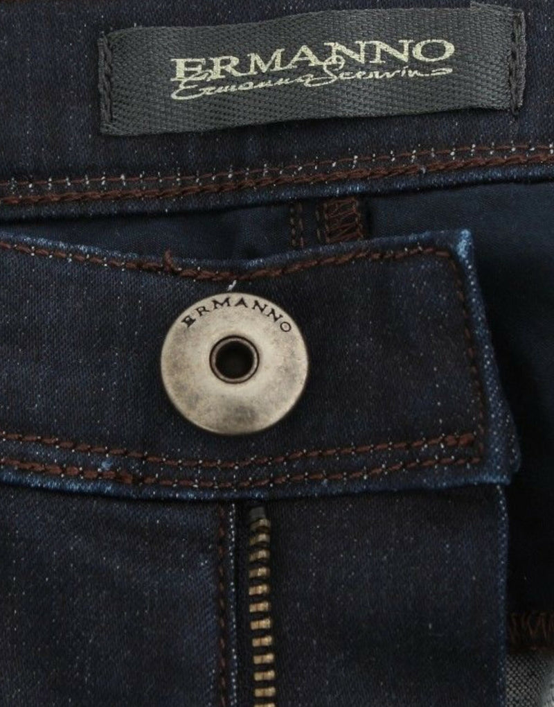 Jean slim bleu en denim, taille skinny et extensible, Ermanno Scervino.