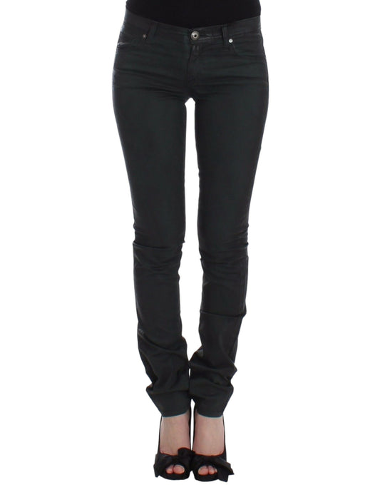 Ermanno Scervino groene, smalle jeans, rechte pijpen, stretch.