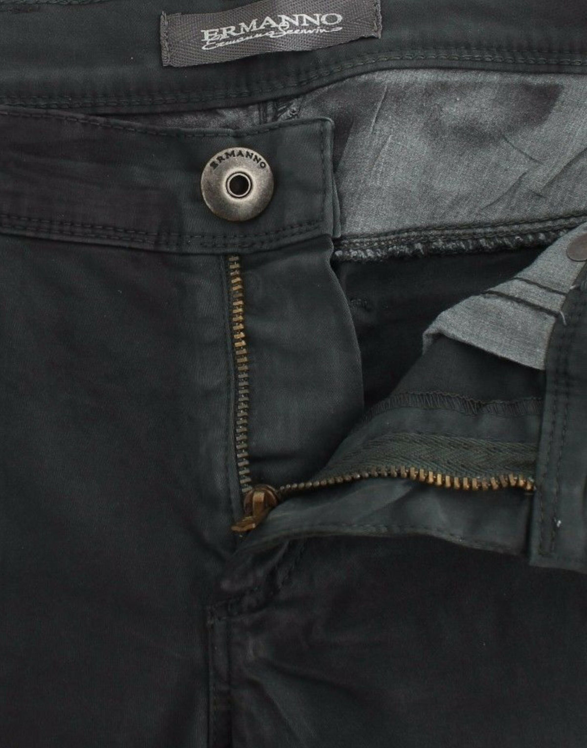 Pantalons en jean slim verts à jambes droites et stretch d'Ermanno Scervino