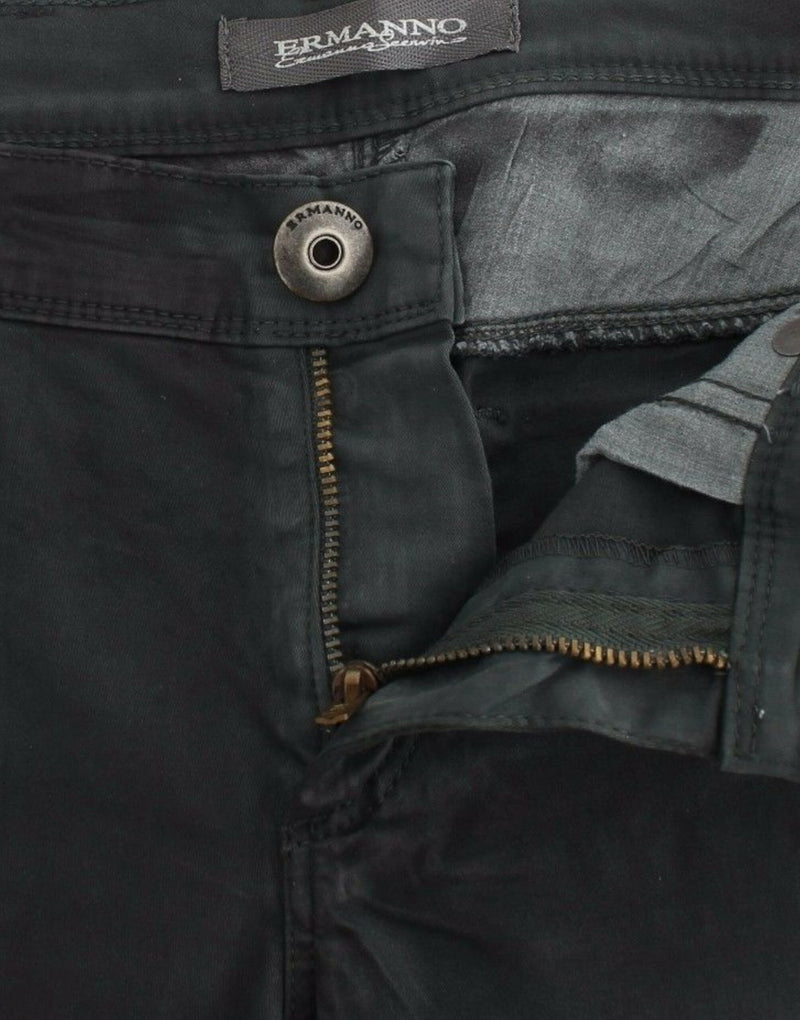 Pantalons en jean slim verts à jambes droites et stretch d'Ermanno Scervino