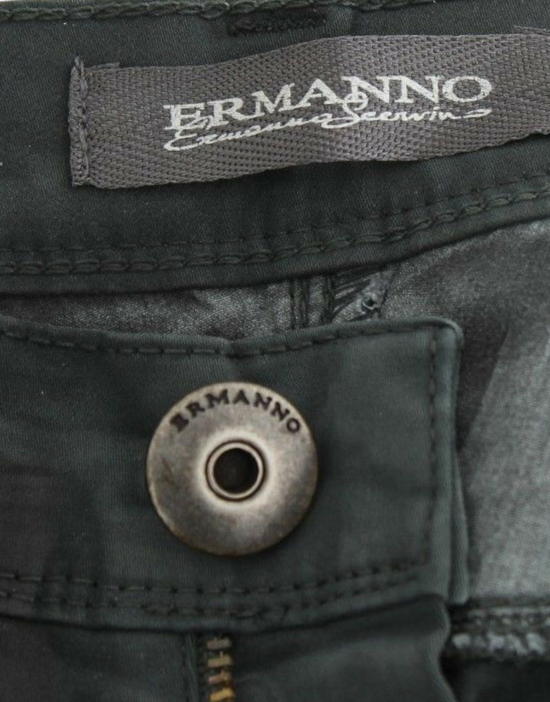 Pantalons en jean slim verts à jambes droites et stretch d'Ermanno Scervino