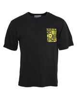 T-shirt en coton à col rond noir avec imprimé et poches de Dolce &amp; Gabbana