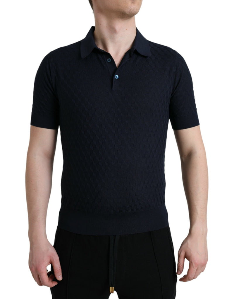 Dolce &amp; Gabbana donkerblauwe polo met kraag en korte mouwen
