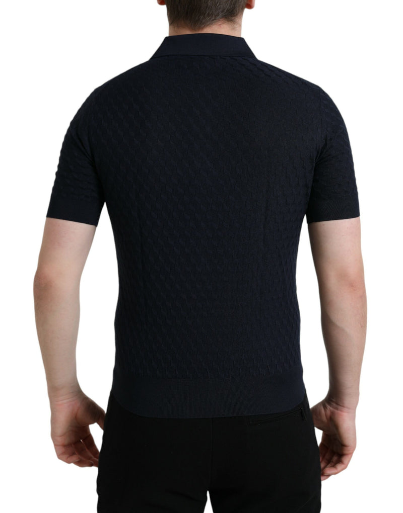 Dolce &amp; Gabbana donkerblauwe polo met kraag en korte mouwen