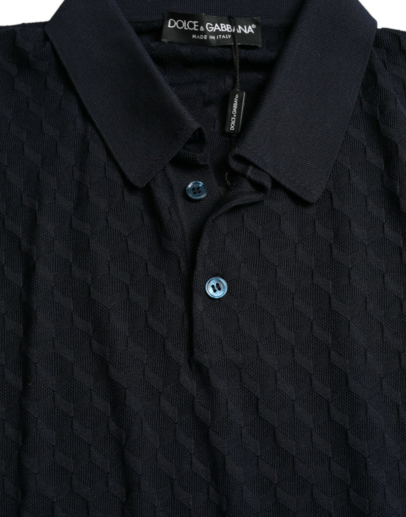 Dolce &amp; Gabbana donkerblauwe polo met kraag en korte mouwen