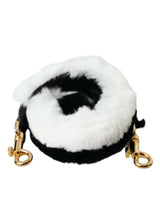 Dolce & Gabbana Black White Lapin Fur Shoulder Strap