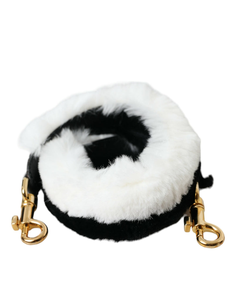 Dolce & Gabbana Black White Lapin Fur Shoulder Strap