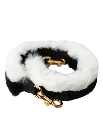 Bandoulière accessoire en fourrure de lapin noir et blanc Dolce & Gabbana