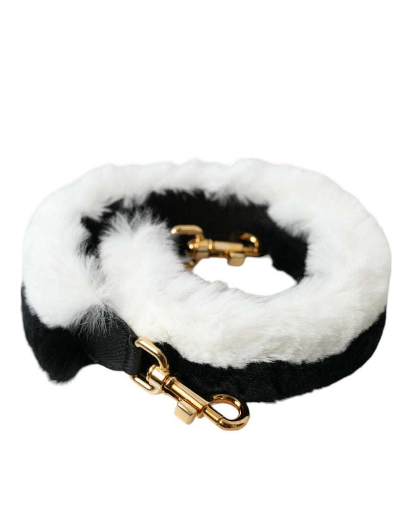 Dolce & Gabbana Black White Lapin Fur Shoulder Strap