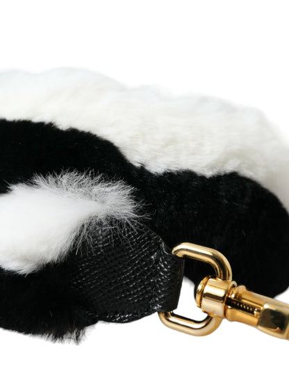 Bandoulière accessoire en fourrure de lapin noir et blanc Dolce & Gabbana