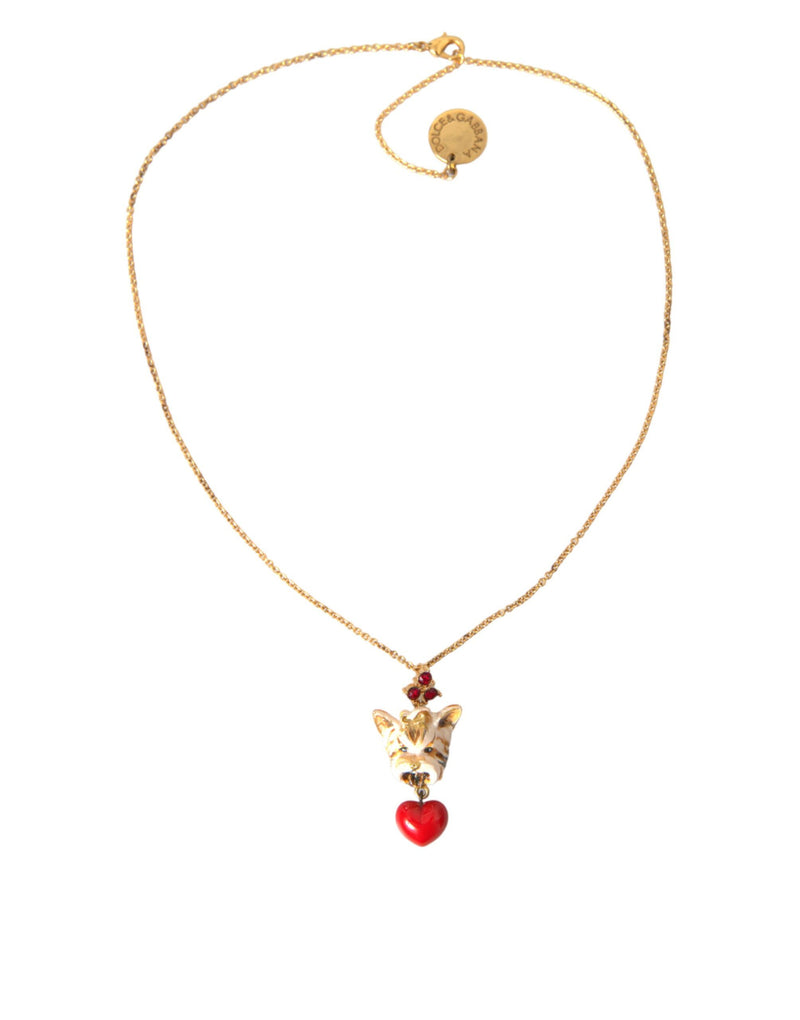 Collier Pendentif Coeur Chien en Laiton Doré Dolce & Gabbana