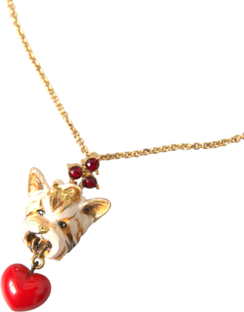 Collier Pendentif Coeur Chien en Laiton Doré Dolce & Gabbana