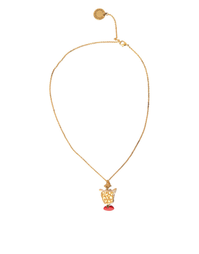 Collier Pendentif Coeur Chien en Laiton Doré Dolce & Gabbana