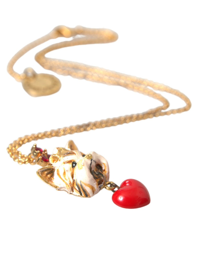 Collier Pendentif Coeur Chien en Laiton Doré Dolce & Gabbana