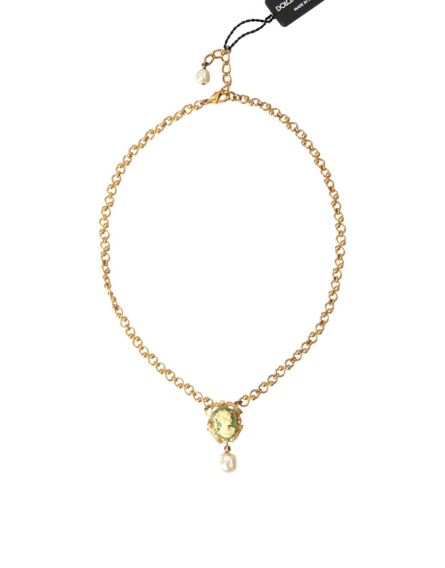 Collier Dolce & Gabbana avec pendentif en perles et chaîne en laiton doré