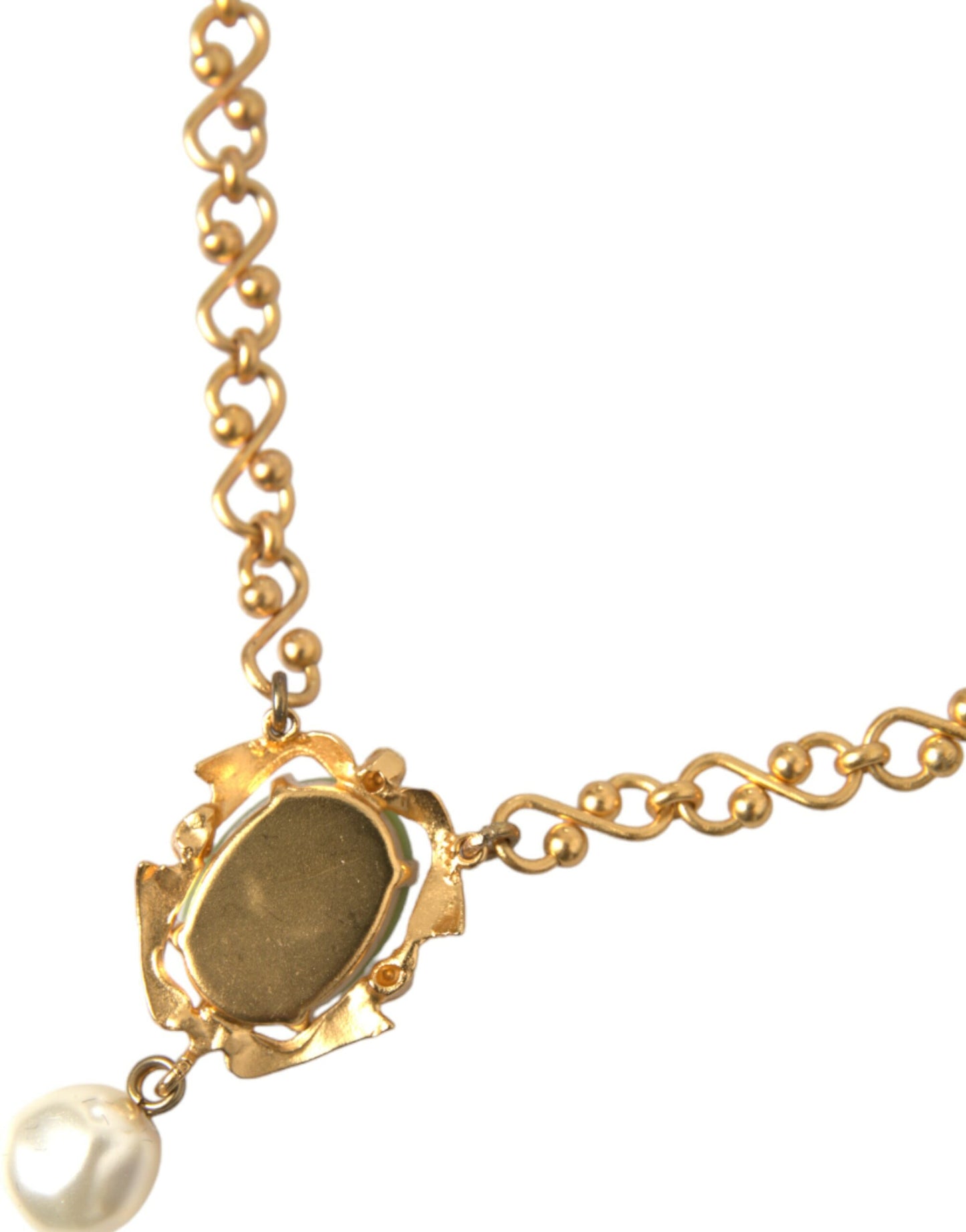 Collier Dolce & Gabbana avec pendentif en perles et chaîne en laiton doré