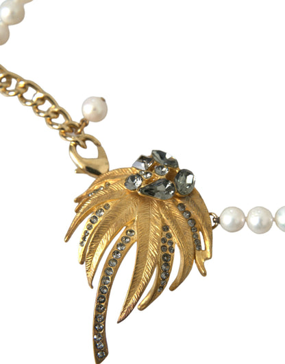 Collier Dolce & Gabbana avec pendentif arbre en laiton doré et perles de cristal