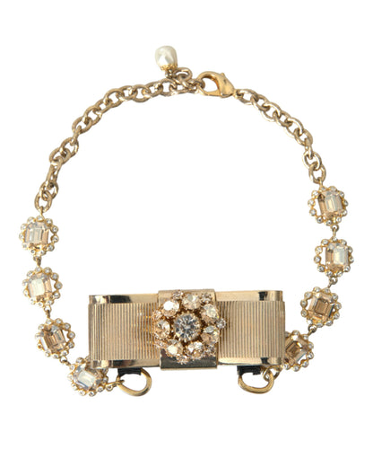 Collier ras du cou Dolce & Gabbana en laiton doré et cristal transparent
