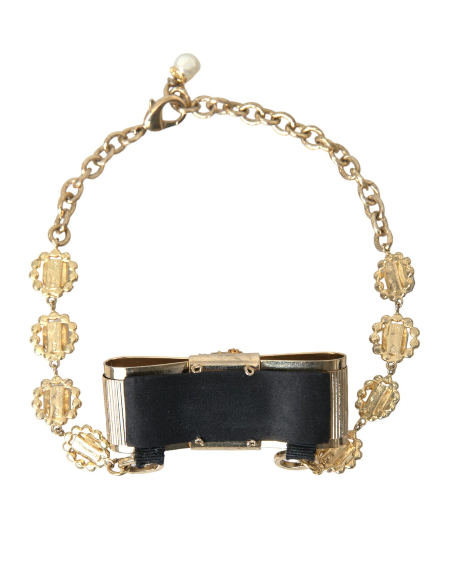 Collier ras du cou Dolce & Gabbana en laiton doré et cristal transparent