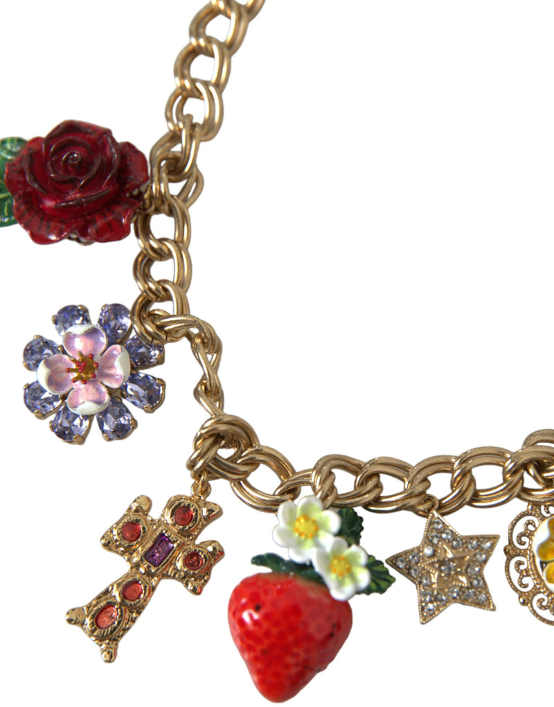 Collier Pendentif en Or Dolce & Gabbana avec Croix Rose et Étoile Fraise