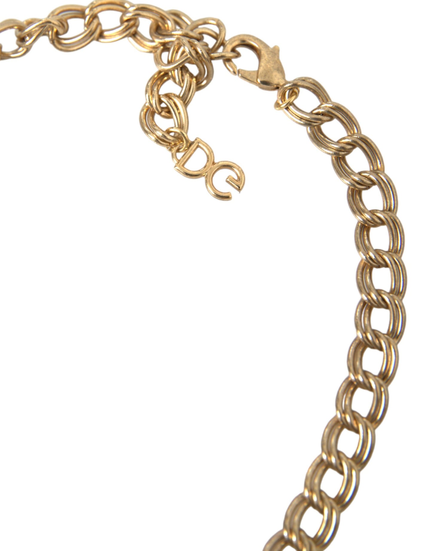 Dolce & Gabbana gouden ketting met rozenkruis en aardbeisterhanger