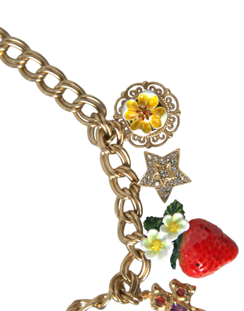 Collier Pendentif en Or Dolce & Gabbana avec Croix Rose et Étoile Fraise