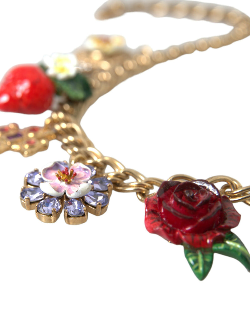 Collier Pendentif en Or Dolce & Gabbana avec Croix Rose et Étoile Fraise