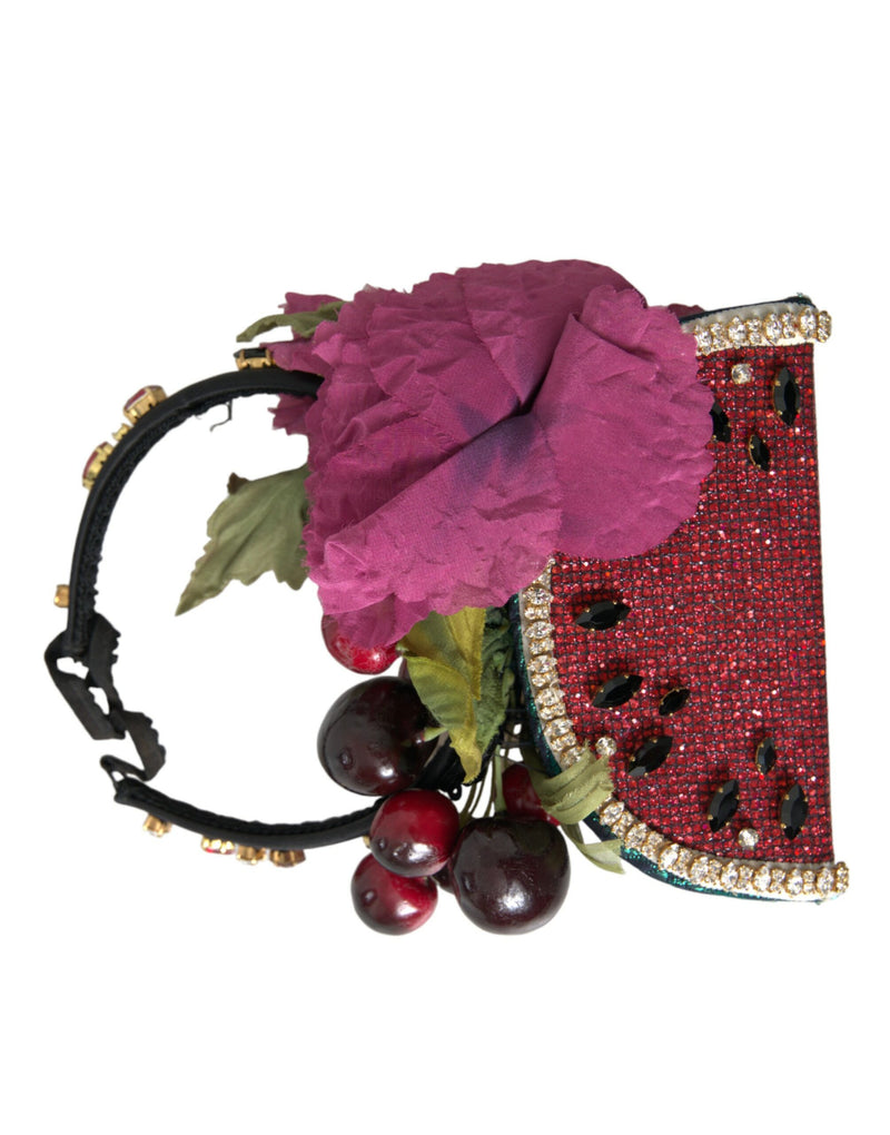 Dolce & Gabbana Red Watermelon Cherry Crystal Hairband Diadem