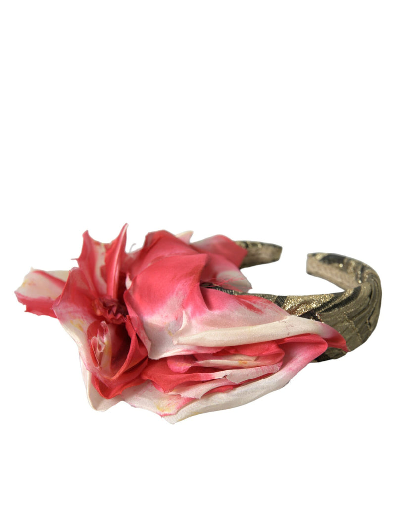 Dolce & Gabbana Multicolor Floral Applique Silk Headband Diadem