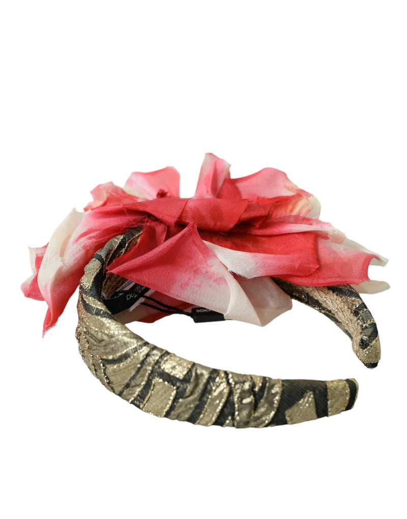 Dolce & Gabbana Multicolor Floral Applique Silk Headband Diadem