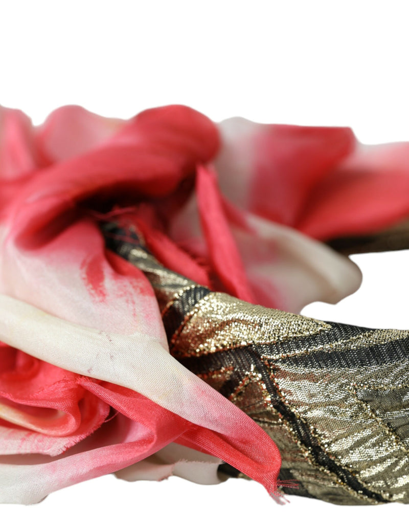 Dolce & Gabbana Multicolor Floral Applique Silk Headband Diadem