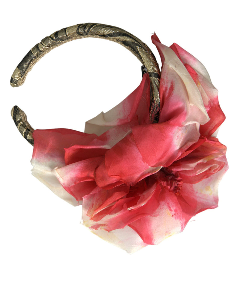 Dolce & Gabbana Multicolor Floral Applique Silk Headband Diadem