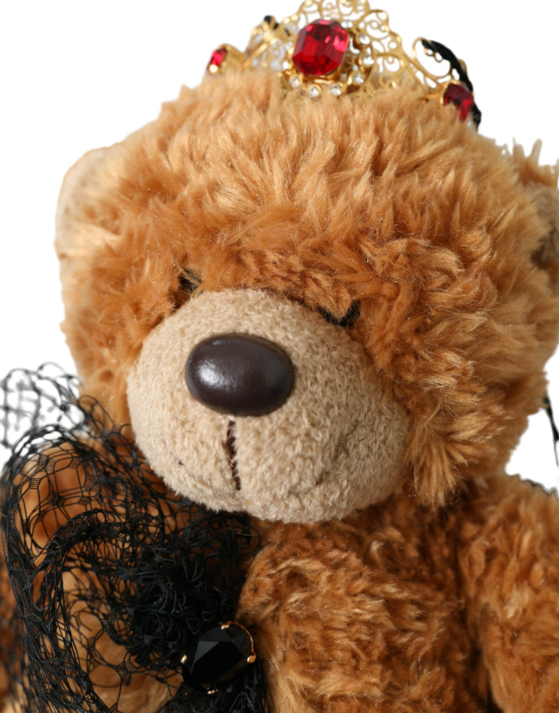Dolce & Gabbana Brown Teddy Bear Gold Crystal Crown Hair Band