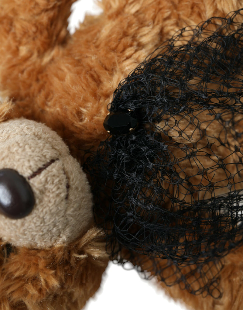 Dolce & Gabbana Brown Teddy Bear Gold Crystal Crown Hair Band