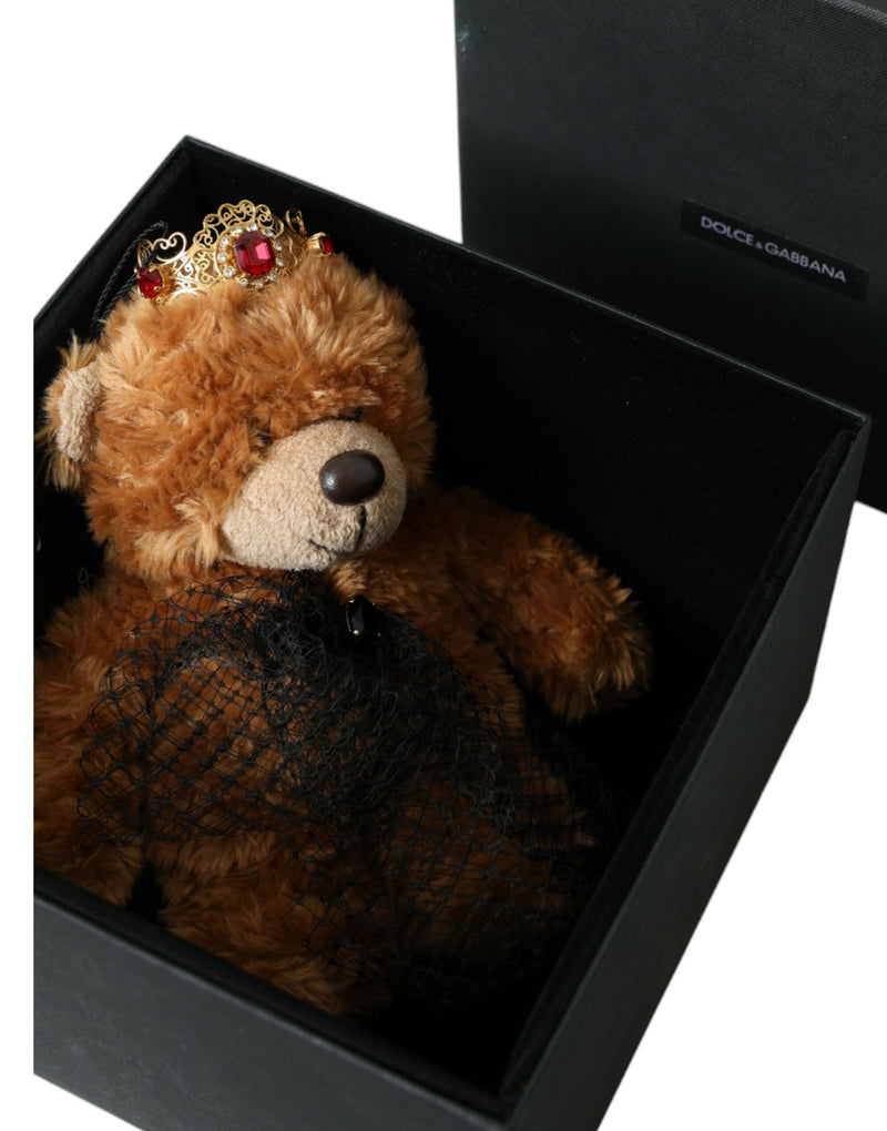 Dolce & Gabbana Brown Teddy Bear Gold Crystal Crown Hair Band