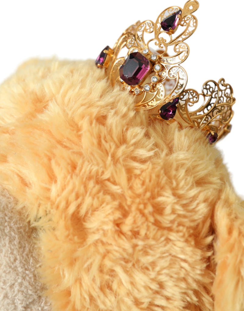 Dolce & Gabbana Brown Teddy Bear Gold Crystal Crown Hair Band