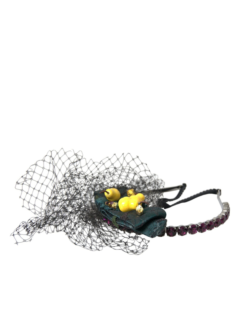 Dolce & Gabbana Black Lemons Sicily Purple Crystal Headband Diadem