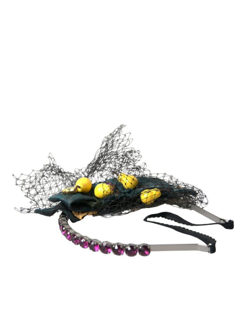 Dolce & Gabbana Black Lemons Sicily Purple Crystal Headband Diadem
