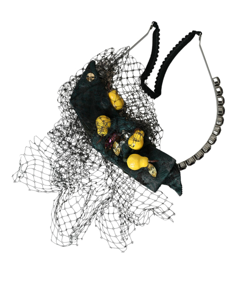 Dolce & Gabbana Black Lemons Sicily Purple Crystal Headband Diadem