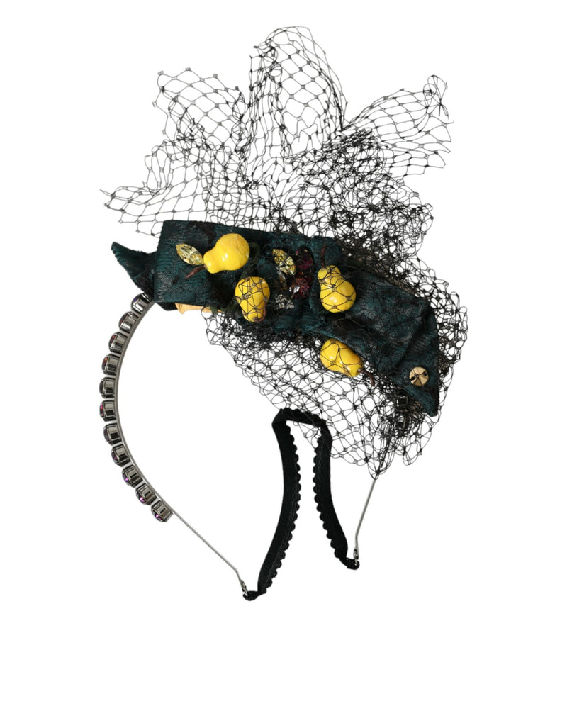 Dolce & Gabbana Black Lemons Sicily Purple Crystal Headband Diadem