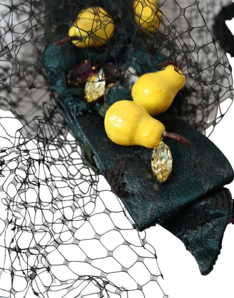 Dolce & Gabbana Black Lemons Sicily Purple Crystal Headband Diadem
