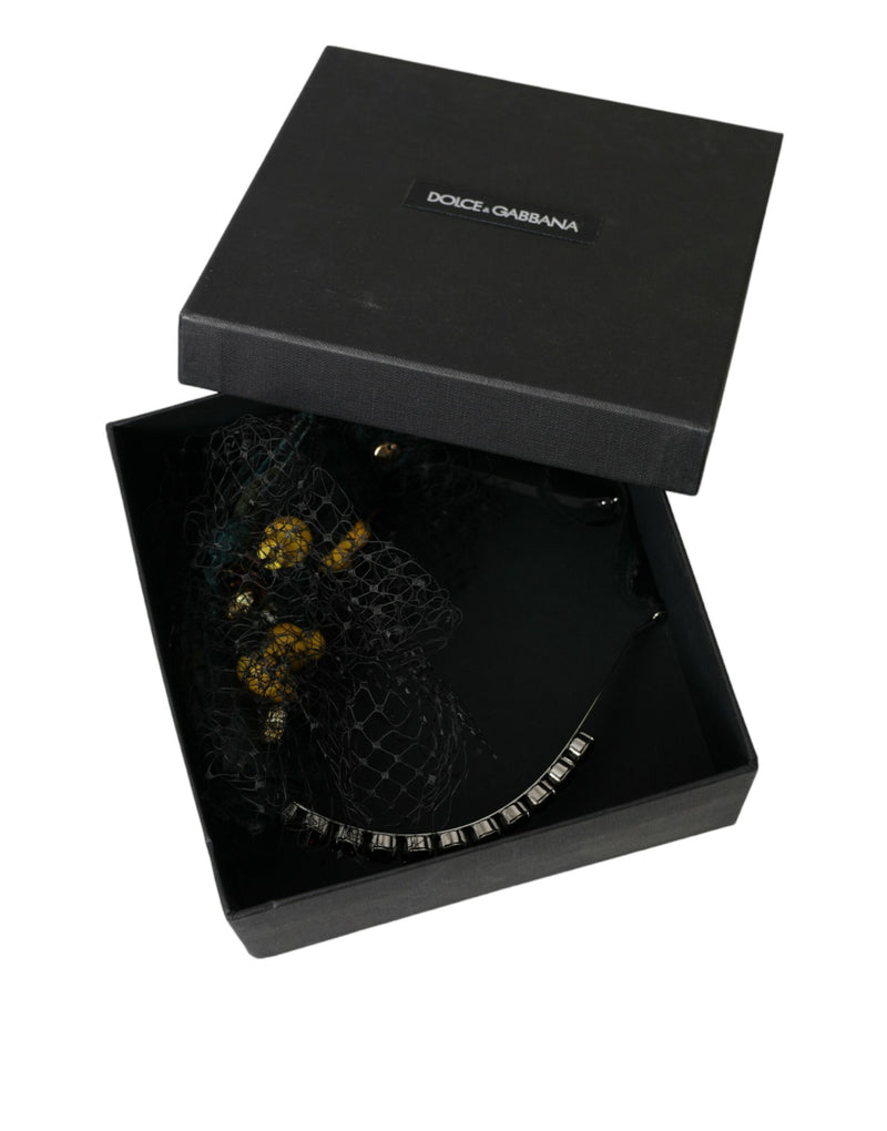 Dolce & Gabbana Black Lemons Sicily Purple Crystal Headband Diadem
