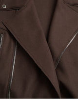 Dolce & Gabbana Brown Biker Wool Jacket - Élégance et Style