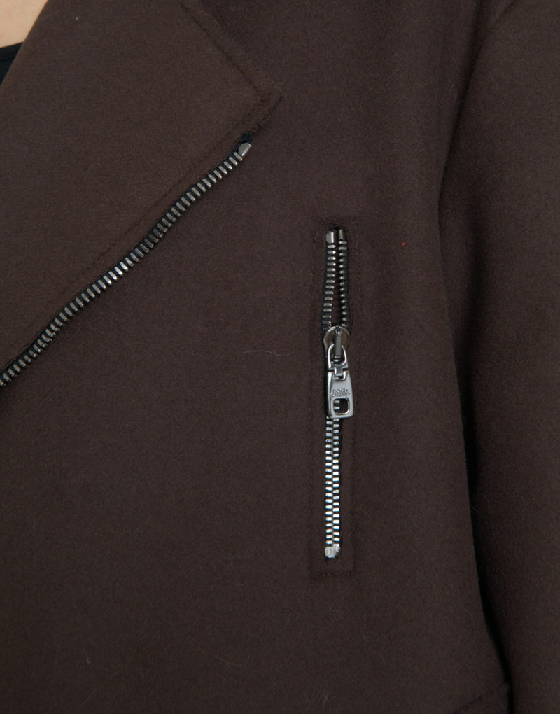 Dolce & Gabbana Brown Biker Wool Jacket - Authentic & Stylish