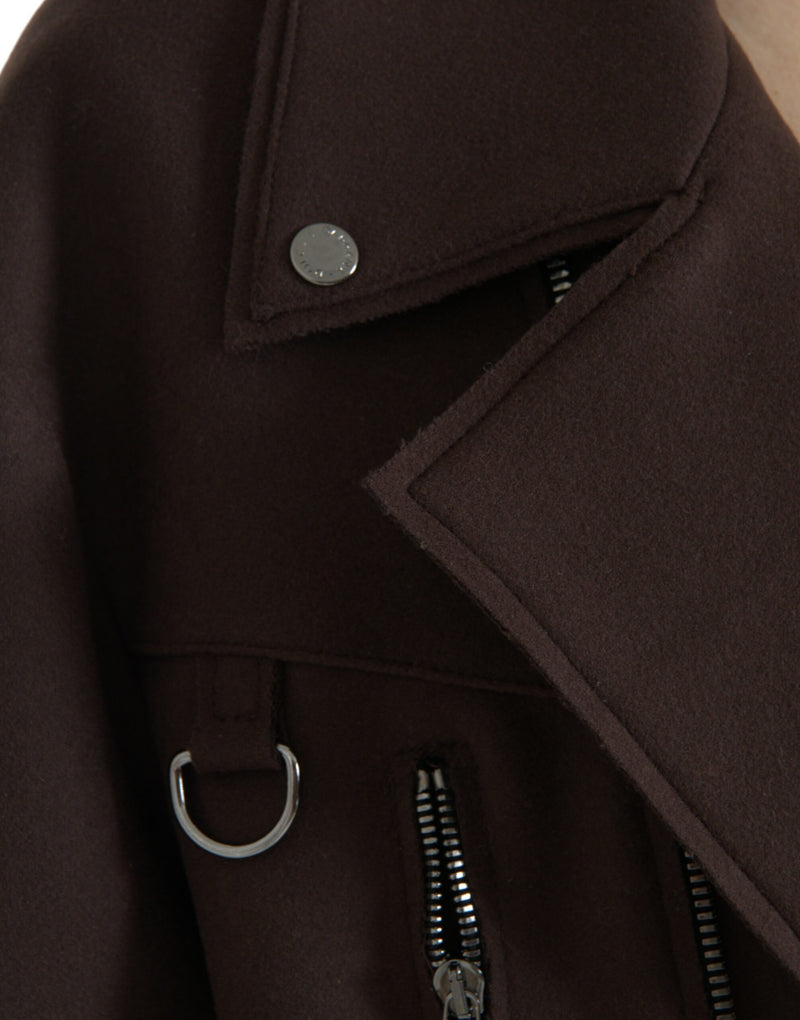Dolce & Gabbana Brown Biker Wool Jacket - Authentic & Stylish